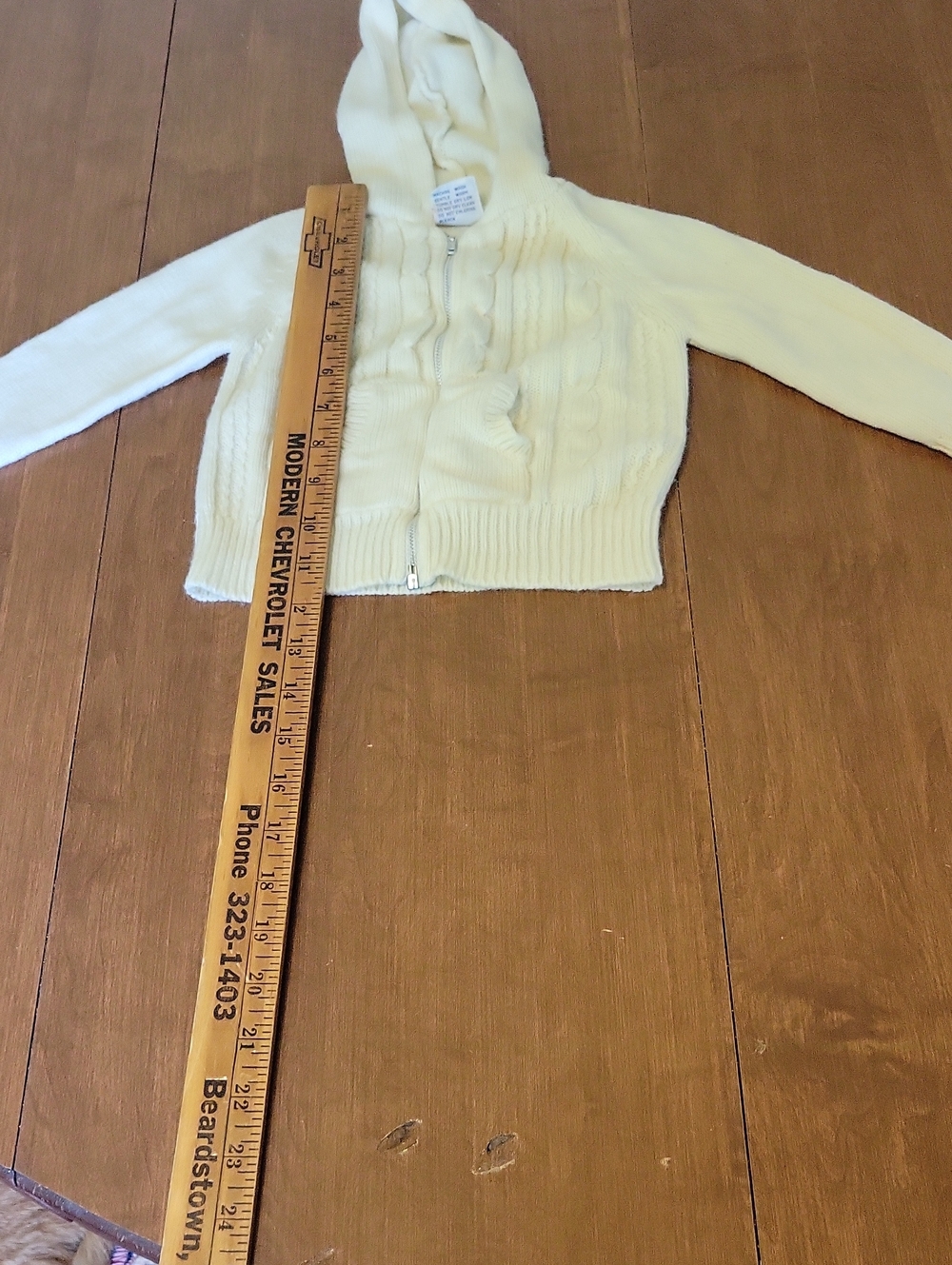 Vintage toddler Cream Hooded Zip-Up Sweater Jacket